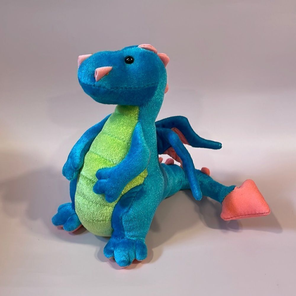 Douglas Cuddle Toys Blue, Green and Orange Dragon 7” tall Excellent Used Cond…